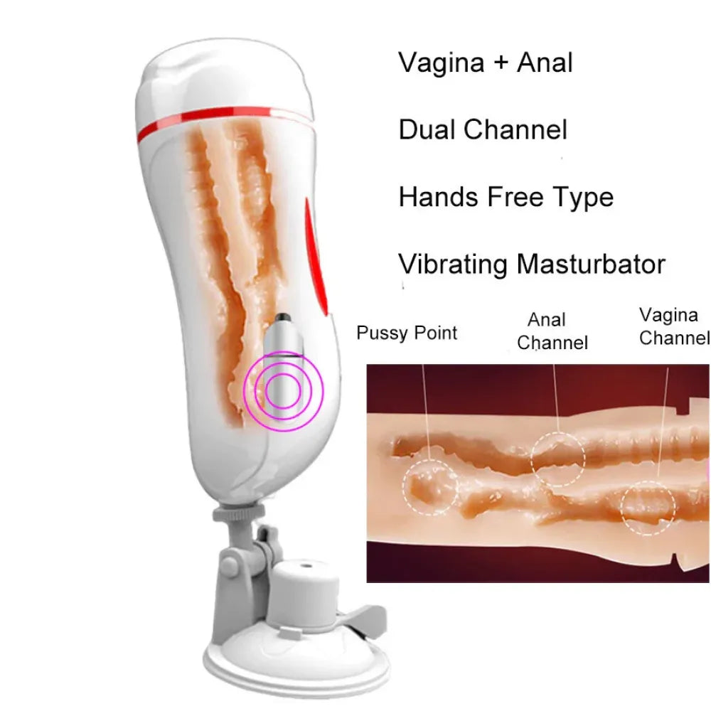 2 In 1 Masturbation Cup for Men Dual Channel Vagina Anal