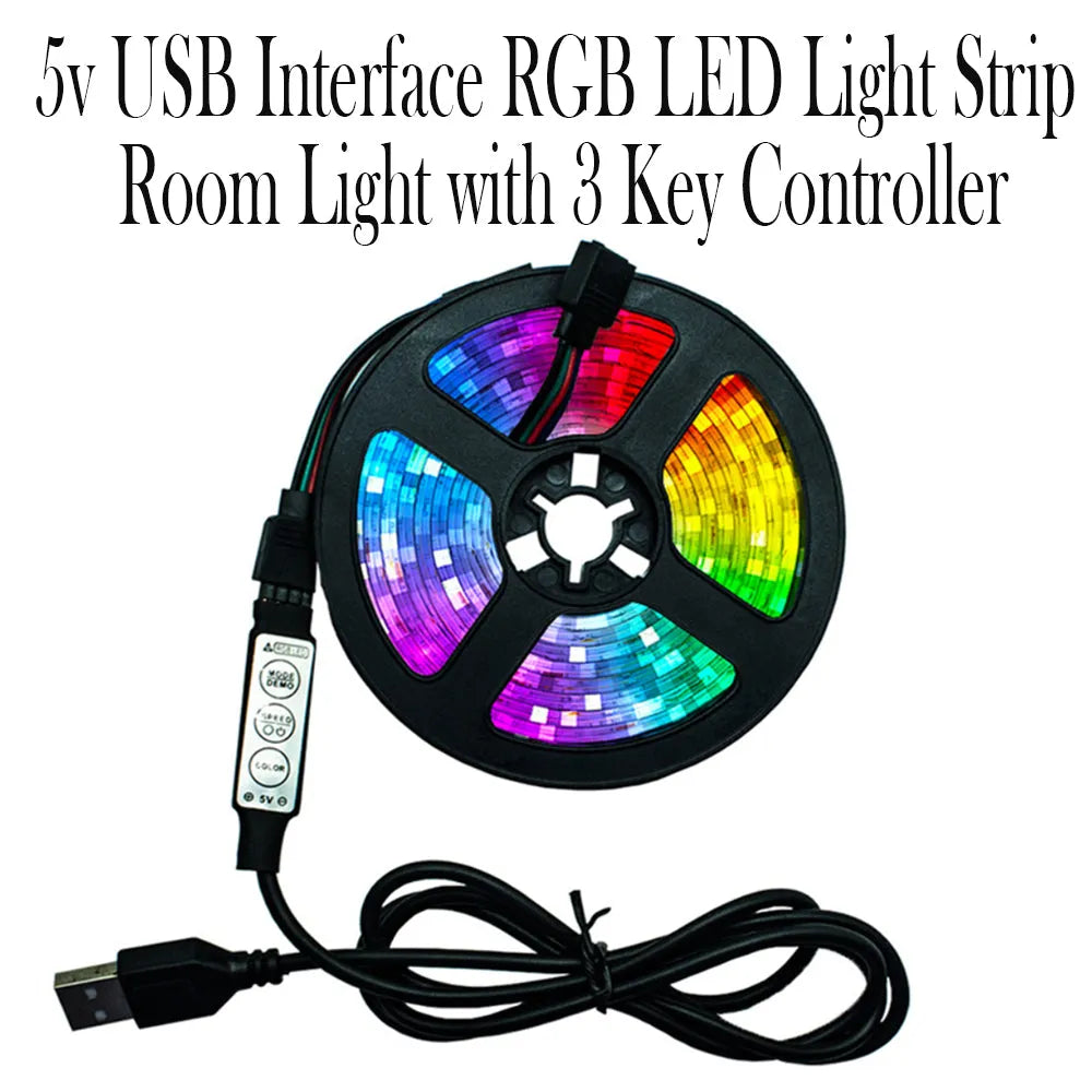 Vibe Geeks 5v USB Interface RGB LED Light Strip Room with 3