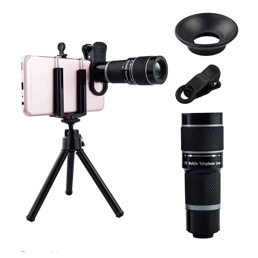Vibe Geeks 18X Magnification Universal Mobile Phone Lens Adjustable Focus Smart Telephoto Zoom Lens