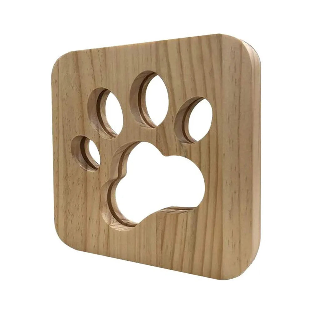 Vibe Geeks USB Plugged-in Wooden Dag Paw Print LED Night Decorative Lamp