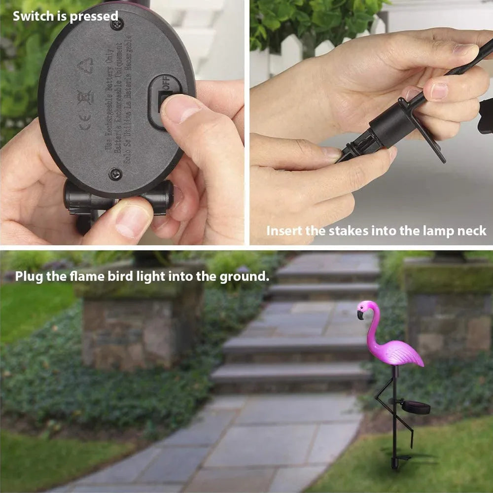 Vibe Geeks Flamingo Garden LED Stake Solar Powered