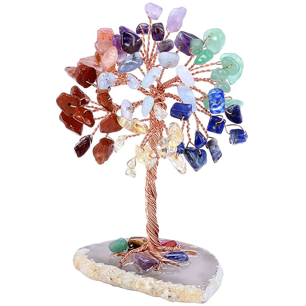 Vibe Geeks Healing Crystal Tree on Agate Slice Base Money