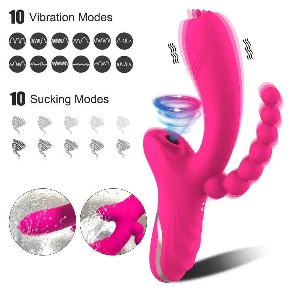 3 In 1 Clit Sucking Vibrator for Women G Spot Vagina Anal
