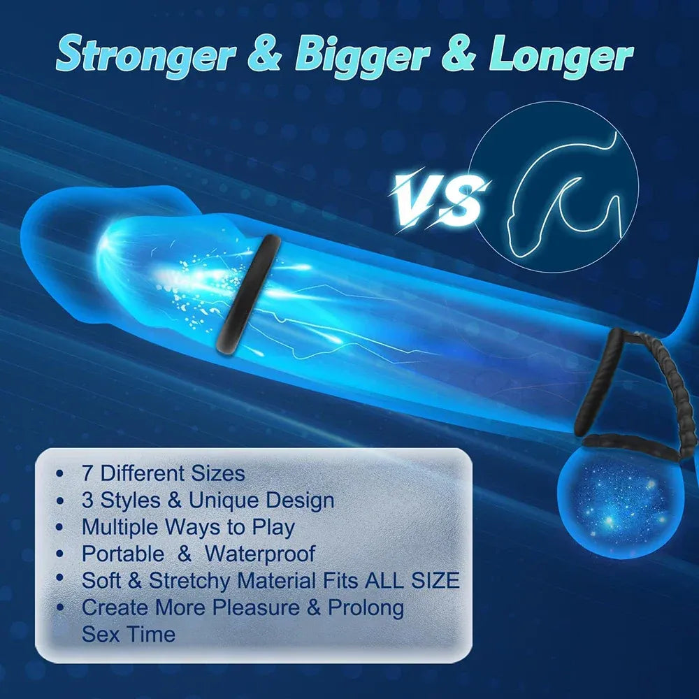 7Pc Silicone Cock Rings For Couples Delay Ejaculation &