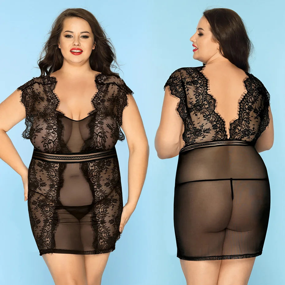 Plus Size Lingerie Alluring Babydoll Nightgown For Women