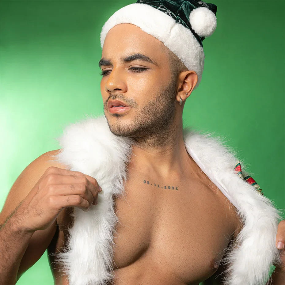 Feather Bodysuit Men Christmas Lingerie Set Alluring Role