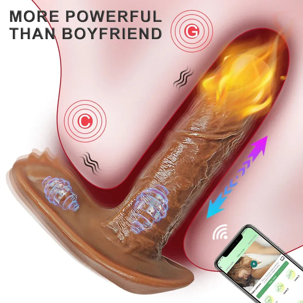Bluetooth Thrusting Dildo with Heat for Women