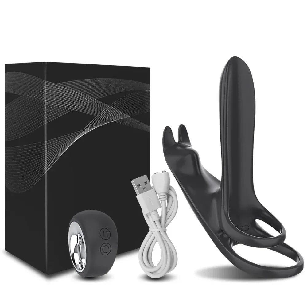 Double Cock Ring Vibrator for Couples - Delay Ejaculation
