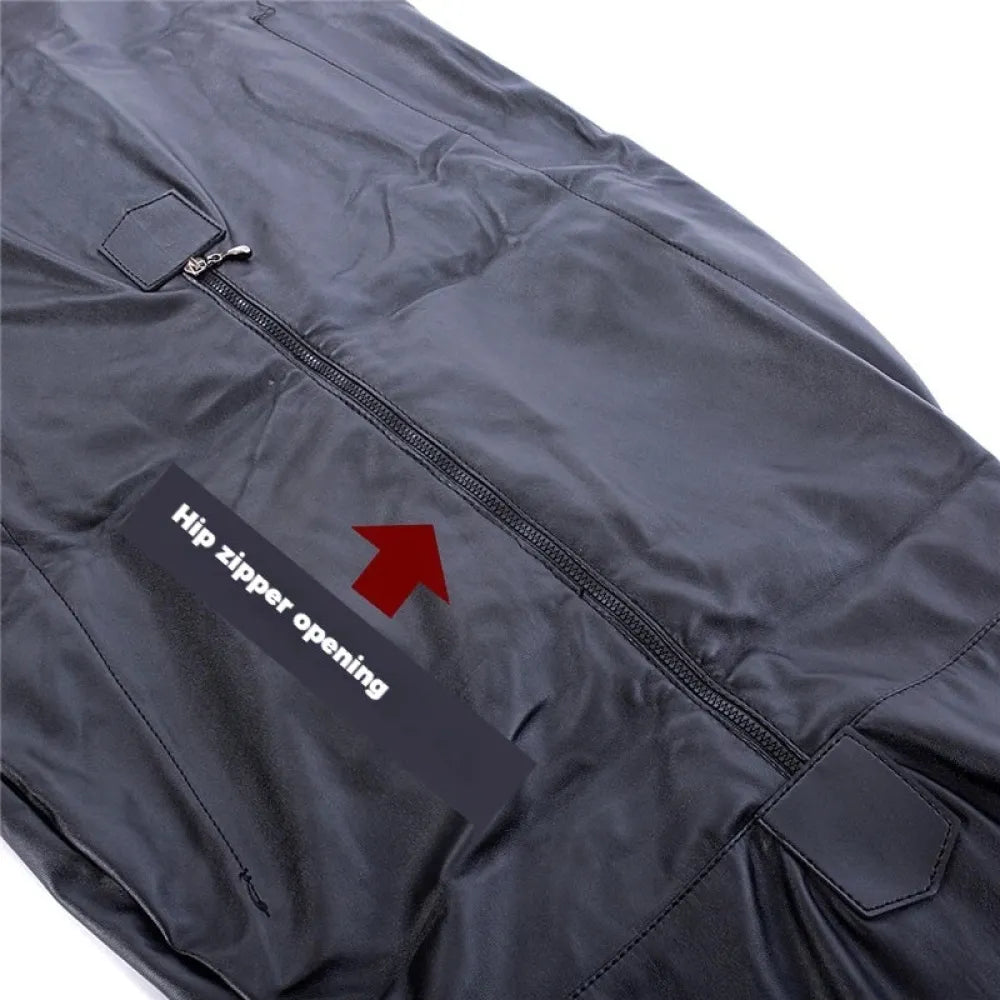 Full Body Leather Bondage Bag Long Sleeve Catsuit For Bdsm