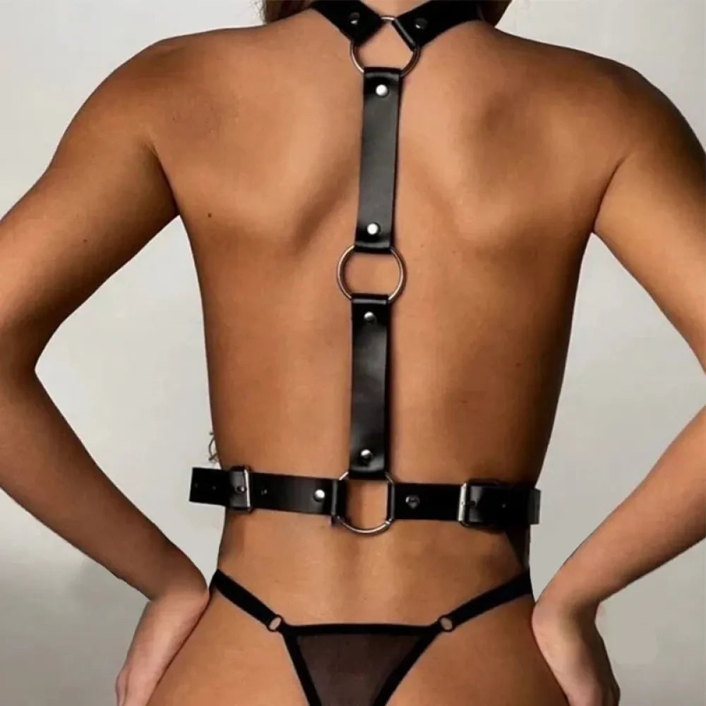 Hollow Garter Belt PU Leather Leg Harness Lingerie