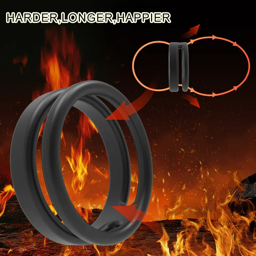 Silicone Dual Cock Rings For Men Delay Ejaculation &