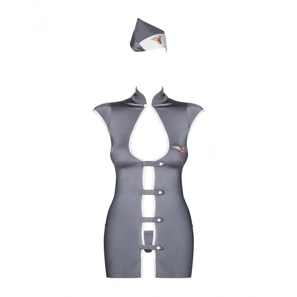 Stewardess Costume Grey S/M By Obsessive Stewardess Grey